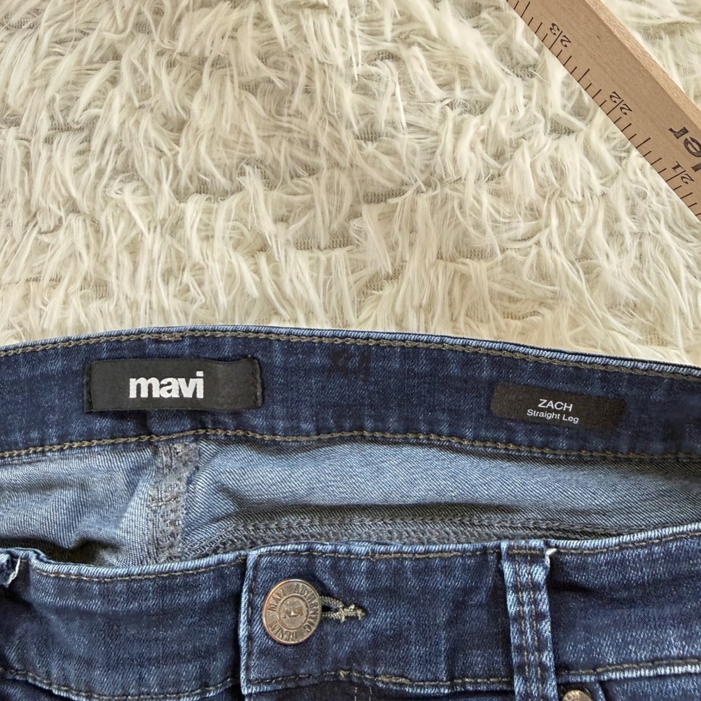 Mavi Zach Straight Leg Mens Jeans Dark Wash Blue Denim 36x30 Casual Streetwear - Picture 8 of 14
